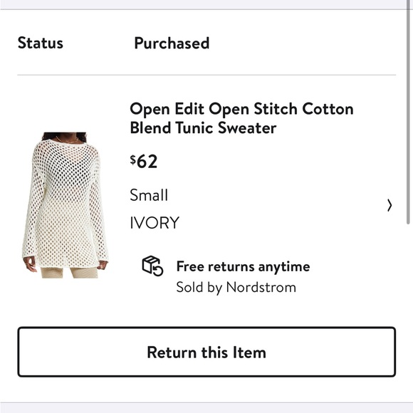 Women’s Small Open Edit Open Stitch Cotton Blend Tunic Sweater in White - Picture 2 of 3